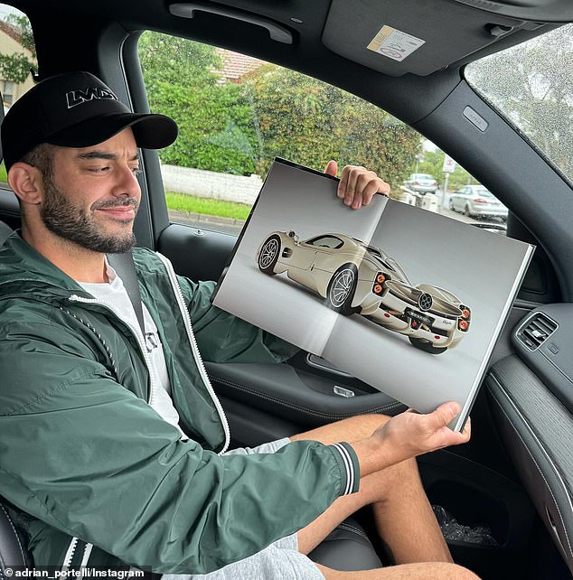 The 34-year-old entrepreneur made the announcement on his social media on Wednesday, alongside a photo of himself.  The image shows a very satisfied-looking Portelli gazing lovingly at the space-age looking car