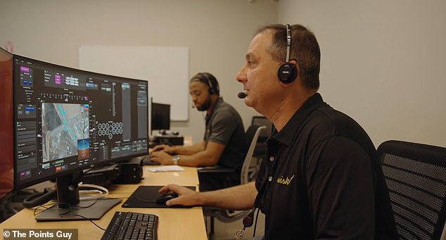 A look inside the 'autonomy lab', essentially an operations studio for the ground crew assisting the aircraft.  Called 'multi-vehicle supervisors', they oversee the aircraft's flight plans but do not fly the planes remotely