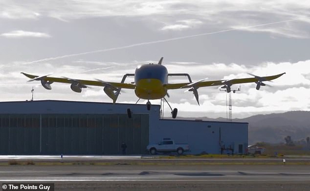 The Wisk Air Taxi Gen 5 takes off (of course vertically) for a test flight