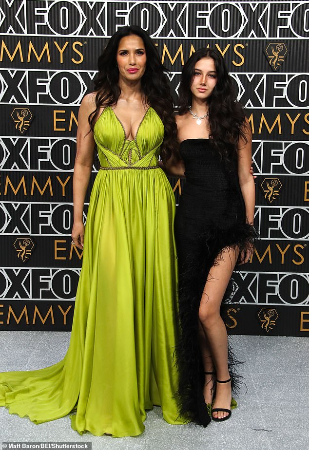 Padma Lakshmi and her daughter Krishna made a glamorous duo at the 2024 Emmy Awards in Los Angeles on Monday