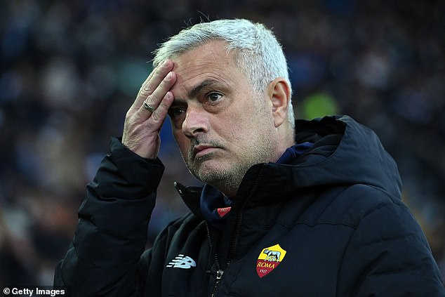 Mourinho was seen with tears in his eyes as he left Roma's training ground after his departure