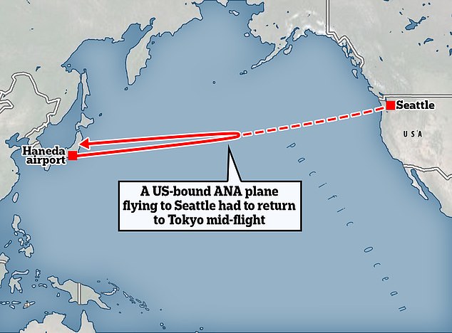 The incident prompted the pilots of the plane with 159 passengers on board to return across the Pacific Ocean to Haneda Airport, where the man was handed over to police, according to ANA (File Photo)