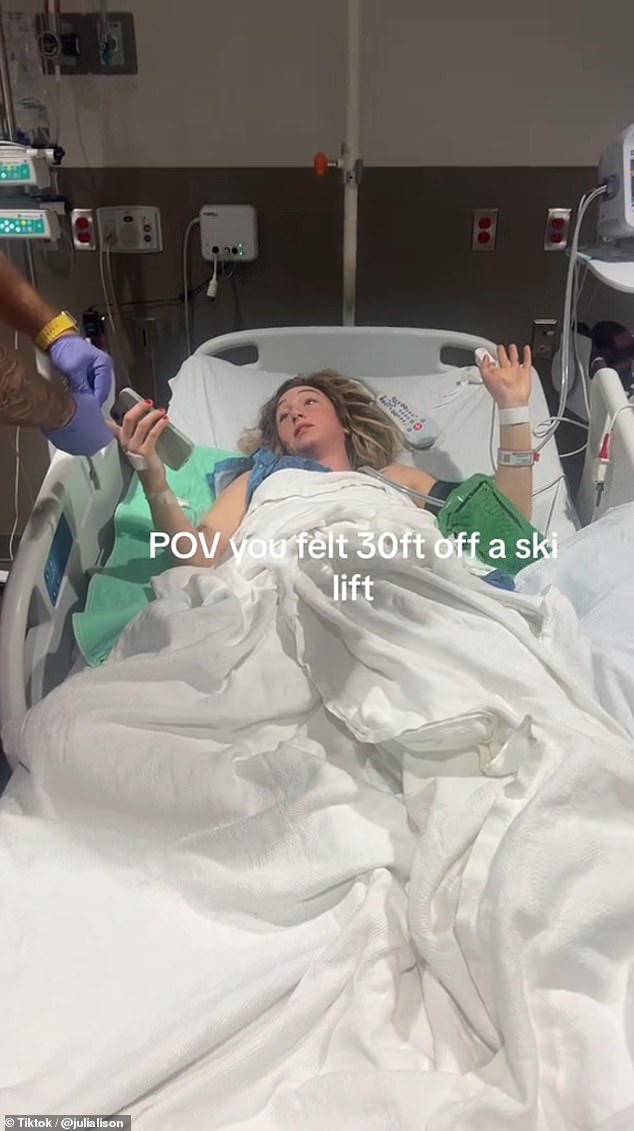 She remained in hospital from Saturday to Tuesday after breaking her femur and undergoing surgery to insert a rod and four pins
