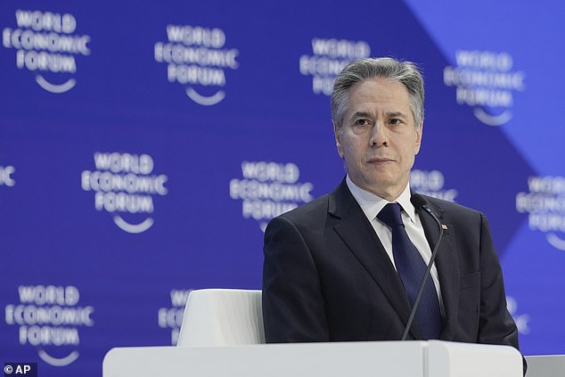 Blinken was in Davos to speak at the World Economic Forum's annual meeting in the Swiss ski resort, where he called the path to a Palestinian state a necessity for Israeli security.