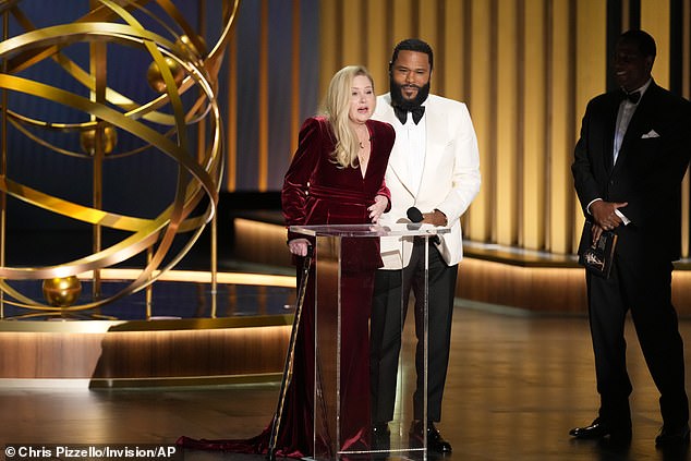 Presenting the trophy for Outstanding Supporting Actress in a Comedy Series, Applegate said: “Thank you very much.  Oh my god, you totally shame me with my disability by standing up.  It is well'