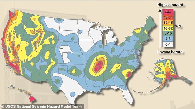 The US Geological Survey (USGS) has released the latest National Seismic Hazard Model with 350 newly discovered fault lines since the previous model in 2018 (photo)