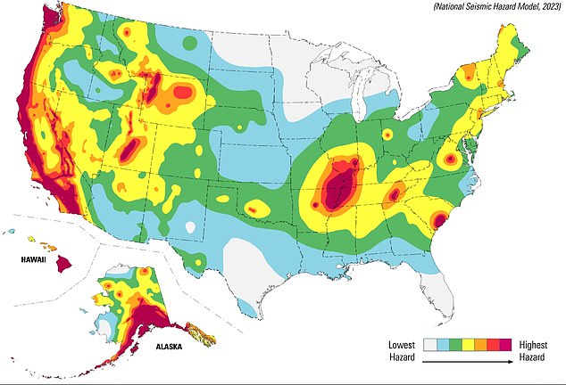 Pictured is the 2023 model, which shows more areas in the US at risk