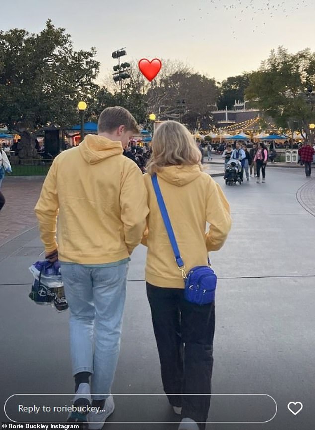 On Thursday, 19-year-old Rorie shared a loved-up photo on Instagram, capturing the lovebirds wearing matching yellow sweaters as they strolled through Disneyland in California.  The pair stand with their backs to the camera as they admire the world-famous theme park