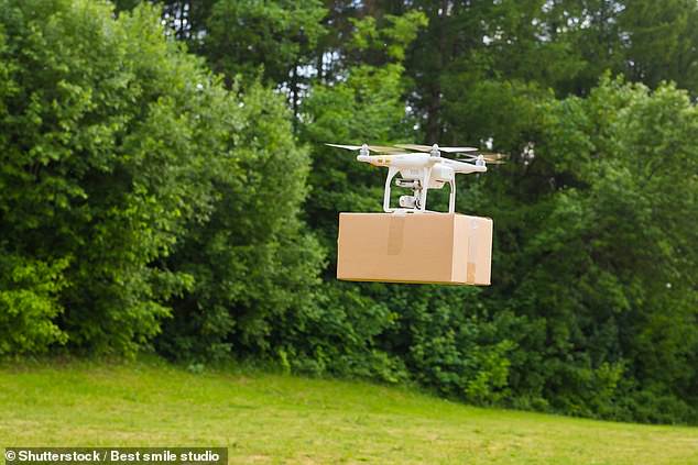 Drone food delivery (stock photo) has already been trialled at sporting events in America - and if Tiley has his way, it could become a reality at Melbourne Park