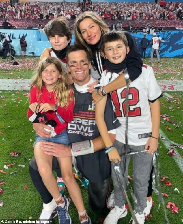 Bündchen and Brady's divorce was finally made official in October 2022;  their blended family also includes daughter Vivian, son Benjamin, as well as Jack (back), 16, the former football great's boy from his romance with actress Bridget Moynahan