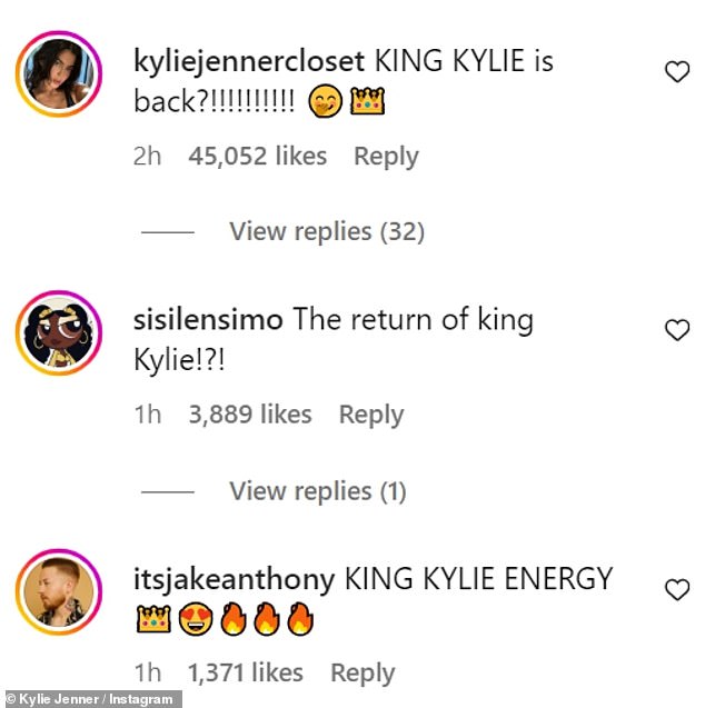 The look stunned fans, who asked if she was bringing back her 2010 style, aka 'King Kylie'