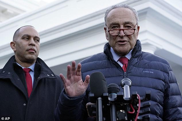 Senate Majority Leader Chuck Schumer of New York put the chance of an agreement at 50 percent.  He spoke alongside Hakeem Jeffries, House Minority Leader from New York,