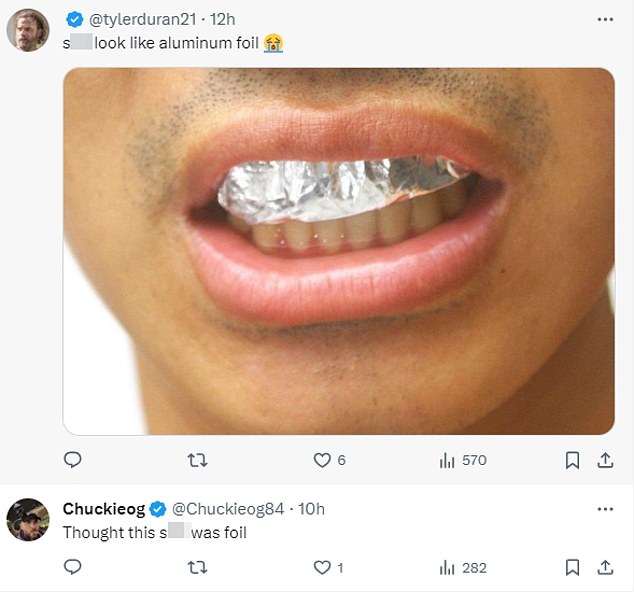 At first glance, most assumed Kanye's mouth was covered with a gum wrapper or kitchen wrap, which would have been a much cheaper alternative for the same effect.