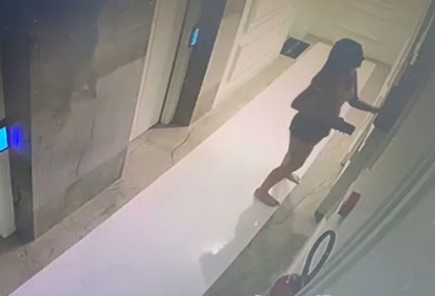 Gorgik was filmed on Saturday by a surveillance camera that placed two of her and her boyfriend's cellphones in the fire extinguisher next to their apartment.