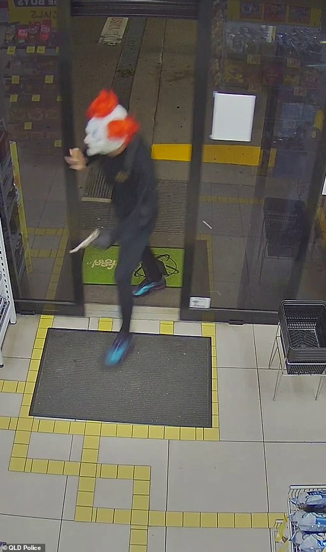 The man (pictured) pointed what appeared to be a gun at a Servo employer and reportedly demanded cash before fleeing the scene