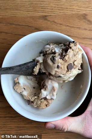 @mattboxall_ says the 280 calorie recipe is a weight loss option and says;  'If you want to lose weight, this is the cookie dough for you'