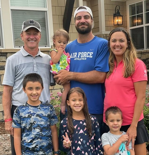 Whitney is pictured with his wife and four children ahead of his return to the PGA Tour this year