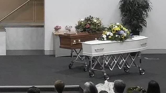 Before the service, the coffins of father and daughter were placed next to each other