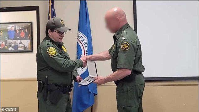 Brian McCormack, a Border Patrol agent, is pictured at left receiving an award for his service.  He shot himself when the sheriffs arrived