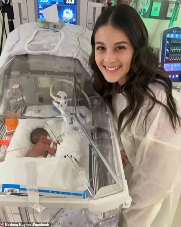 Hughes lost three pregnancies and nearly died during surgery before she and her husband made the decision to adopt.  They welcomed Judah to the family in December