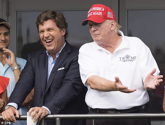 'I'd like to see that happen.  That would definitely be a contender,” said the former president's eldest son, adding that Trump (right) and Carlson (left) agree on 