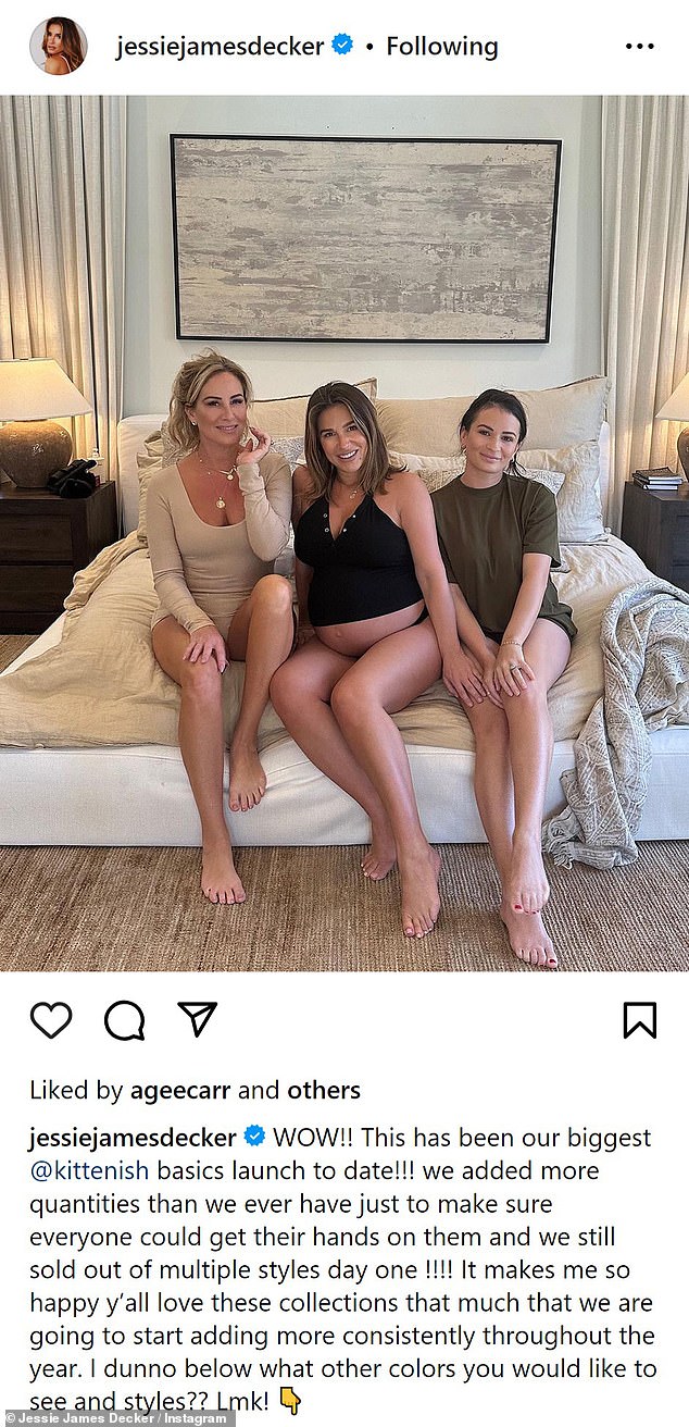 In total, the Instagram post for Kittenish featured more than half a dozen ladies posing in the brand's loungewear;  the co-founder is pictured with MamaKarenParker and Sydney Rae Bass