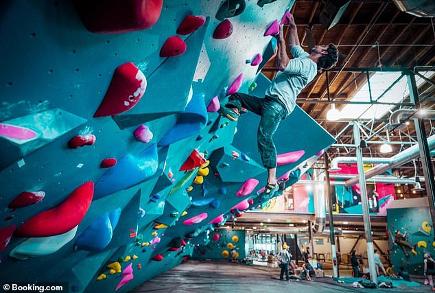 Evo Hotel Salt Lake City features an indoor skate park, climbing areas and a well-equipped fitness center