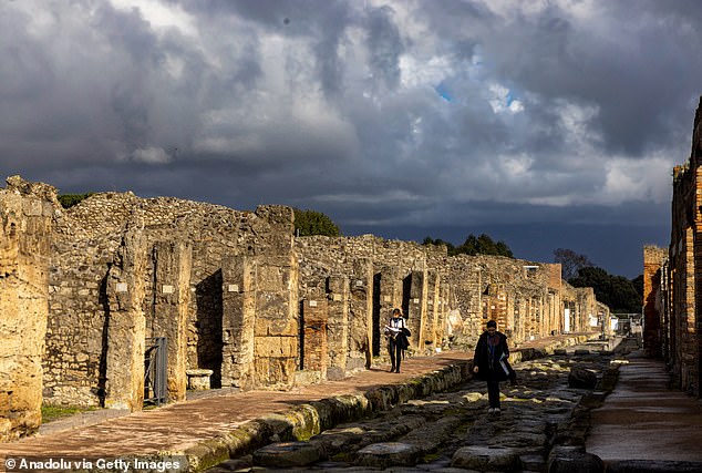 Pompeii was destroyed after Mount Vesuvius in 79 AD.  erupted, covering the ancient city with volcanic ash and preserving it until it was rediscovered in the 16th century (file image)