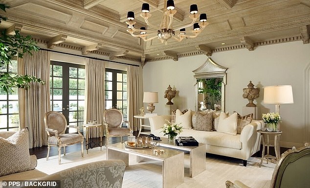 Several rooms of the house have classic coffered ceilings, making it feel like a trip back to ancient Rome