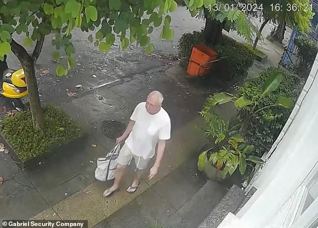 Brent was seen on a security camera at 4.36pm on Saturday walking back to his home in Rio de Janeiro before he was allegedly killed by Cuban national Alejandro Triana