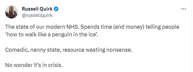 Others, like Russell Quirk, lamented the waste of healthcare resources put into producing the messages