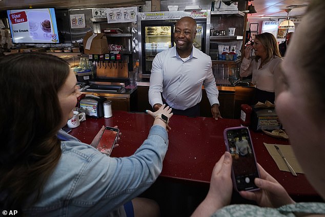 Senator Tim Scott visited the country in April 2023, weeks before launching his campaign.  He walked up and down the counter to pour coffee for the customers and ducked into the kitchen to talk to the chefs