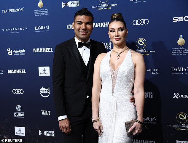 Casemiro and his wife Anna Mariana Casemiro posed for photos at the Atlantis in Dubai on Friday evening after landing earlier in the day