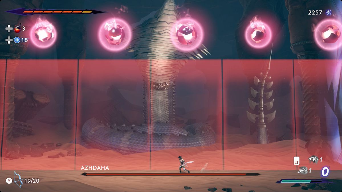 Prince of Persia: The Lost Crown Azhdaha boss fights a bomb attack