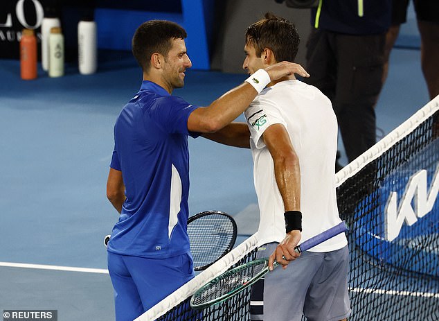 Etcheverry defeated Andy Murray, but was no match for Djokovic, who won in straight sets