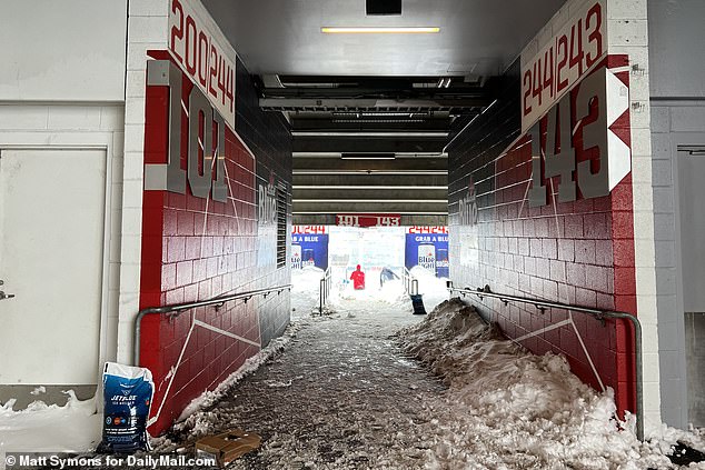 Snow even penetrated the stadium's facilities, including tunnels for both teams and staff