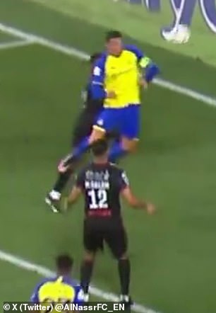 Ronaldo scores a goal for Al Nassr with a stylish header