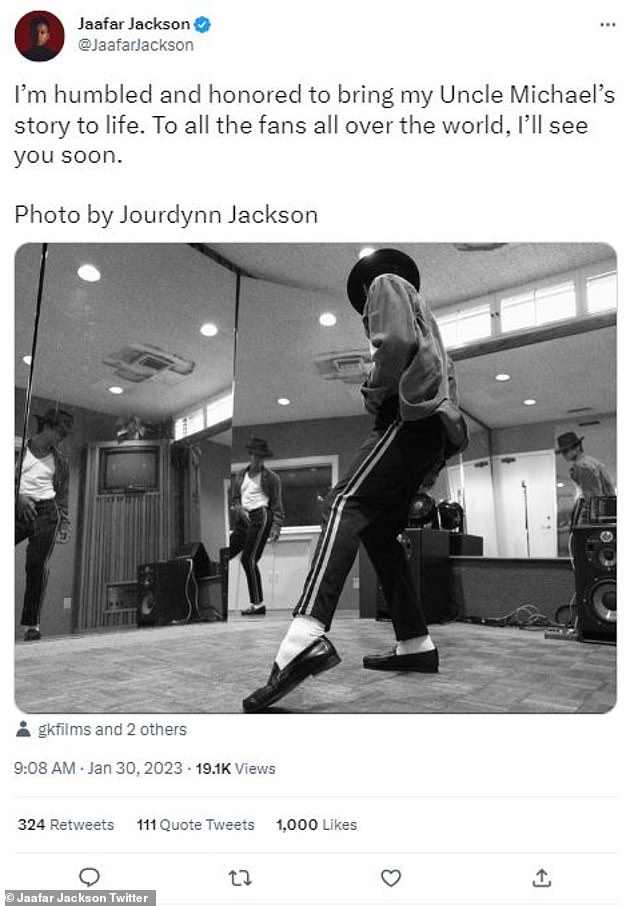 Jaafar showed off some of his MJ moves in a social media photo posted in January 2023, right after he got the role