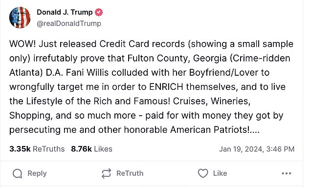 Former President Donald Trump had a big day Friday with the release of bank statements showing that Special Counsel Nathan Wade had purchased flights for his alleged lover, Fulton County District Attorney Fani Willis