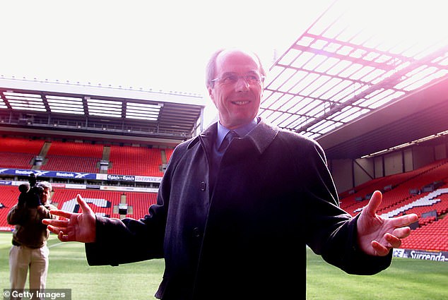 Eriksson also recently revealed that he would have liked to coach Liverpool during his career - (Pictured at Anfield ahead of England's match against Finland in 2001)