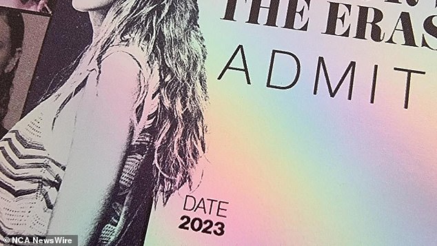 Many fans have noticed that the laminated ticket has '2023' written on it instead of '2024'