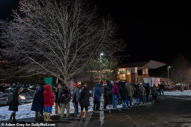 People lined up from noon for a speech that didn't start until after 8:30 p.m., braving New Hampshire's bitterly cold temperatures for a chance to see Trump up close