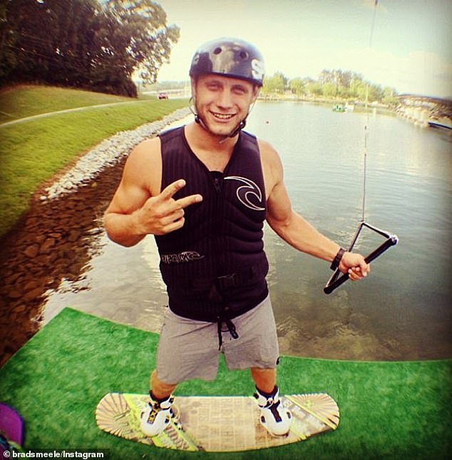 In 2014, when he was 27, Brad was a professional wakeboarder.  During a training session in Florida, he crashed into a ramp while doing a somersault in the air and landing on his head