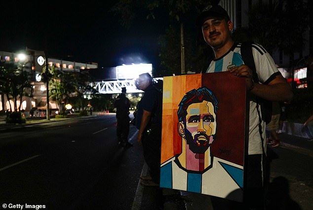 It seemed like thousands of fans lined the streets with Lionel Messi memorabilia