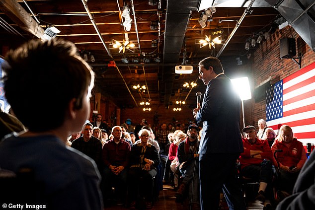 DeSantis blasted Trump and Haley for refusing to debate in New Hampshire — noting that he had agreed to the debates and was prepared to take the stage in the nation's first state.  Pictured: Governor DeSantis speaks to voters in Dover, New Hampshire, on Friday