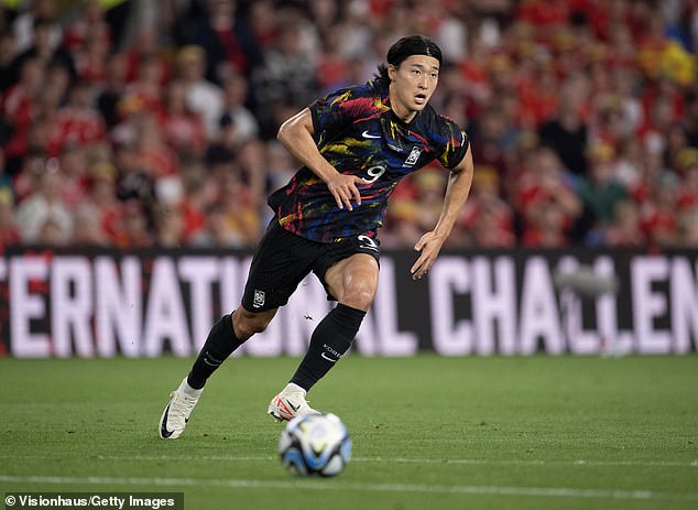 Guesung Cho of South Korea in action during the international friendly match between Wals and South Korea at Cardiff City Stadium.  He gained additional fans while playing in Great Britain