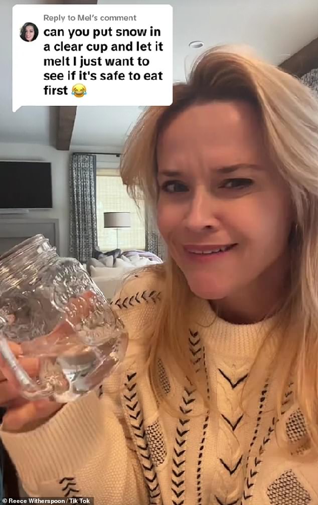 As one viewer suggested, 'can you put snow in a clear cup and let it melt?  I want to see if it's safe to eat first,” Reese decided to do just that.