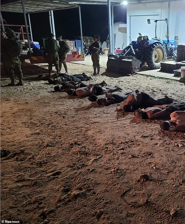 Thanks to Yussef's efforts, she was able to provide the IDF with critical information that revealed the location where some Hamas terrorists were hiding.  The photo shows the terrorists arrested during Yussef's early interrogation