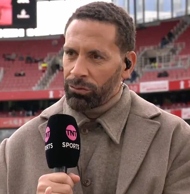 At half-time, Ferdinand praised Arsenal for their excellent work at both corners