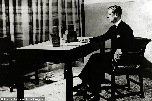 King Edward VIII at the microphone as he makes his accession broadcast to the Empire in 1936